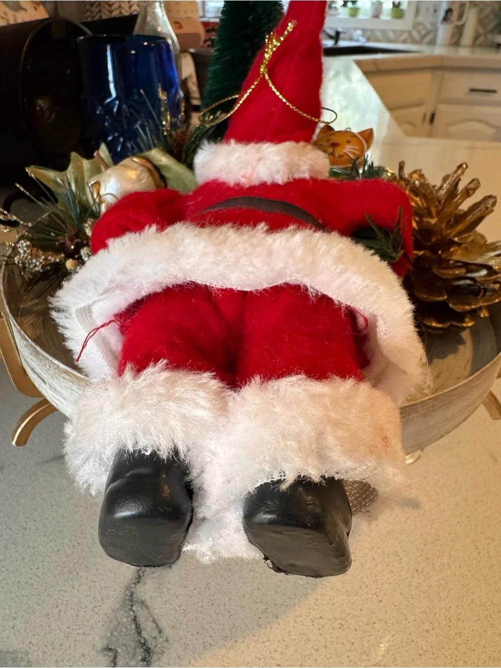 Vintage 1980s 1990s Plastic Face Standing Santa Claus Figurine Holiday Decor